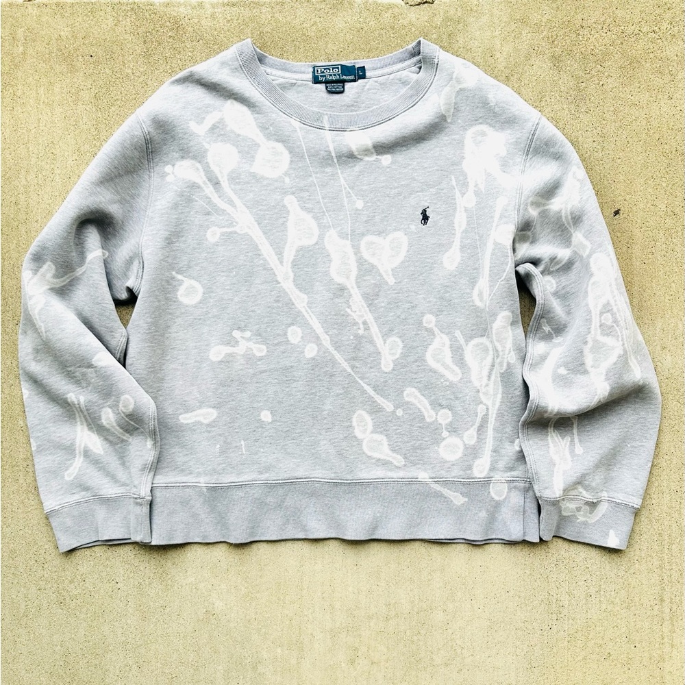 Polo Ralph Lauren Sweatshirt Womens Size Large Crew Neck Gray Factory Dye